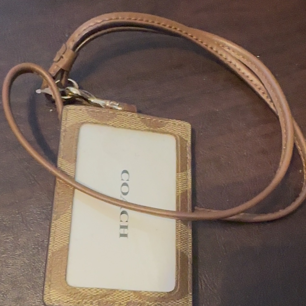 Coach Tan Card Holder with Lanyard - Picture 2 of 2